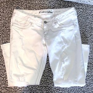 Express crop jeans, distressed look, sz 6. White, Like new!